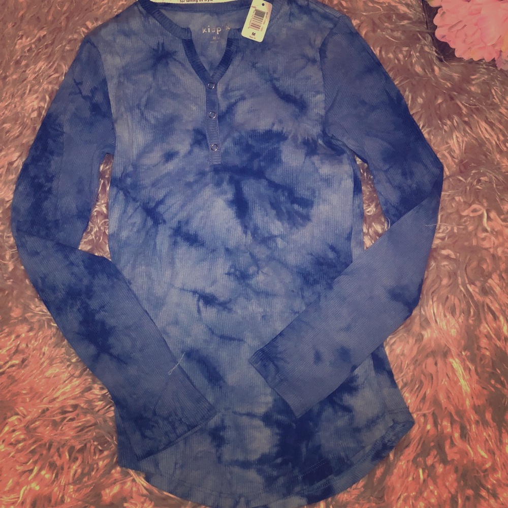 Tie dye snap front long sleeves shirt